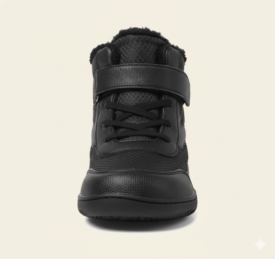 Senda CozyKids: botines barefoot infantiles de microfibra y felpa. Cálidos, ligeros y flexibles. Puntera ancha y suela antideslizante para invierno.