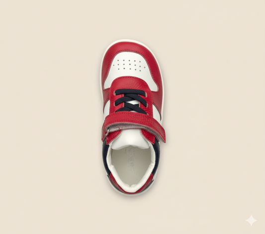 Senda PlayStep: zapatos barefoot infantiles de algodón y cuero. Ligeros, flexibles y con correa elástica para libertad y confort diario.