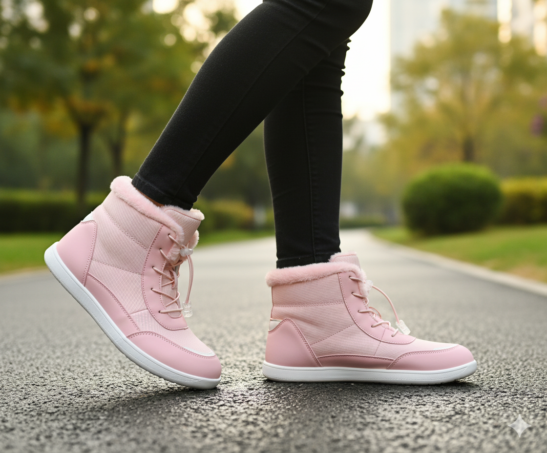 Senda NorthStep: botas barefoot de invierno para mujer. Calidez, puntera ancha y suela flexible. Camina libre y cómoda en los días fríos.