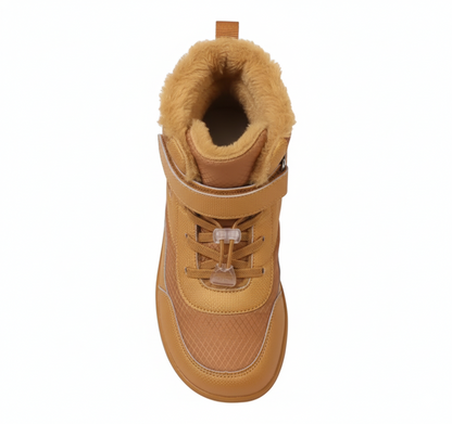 Senda CozyKids: botines barefoot infantiles de microfibra y felpa. Cálidos, ligeros y flexibles. Puntera ancha y suela antideslizante para invierno.