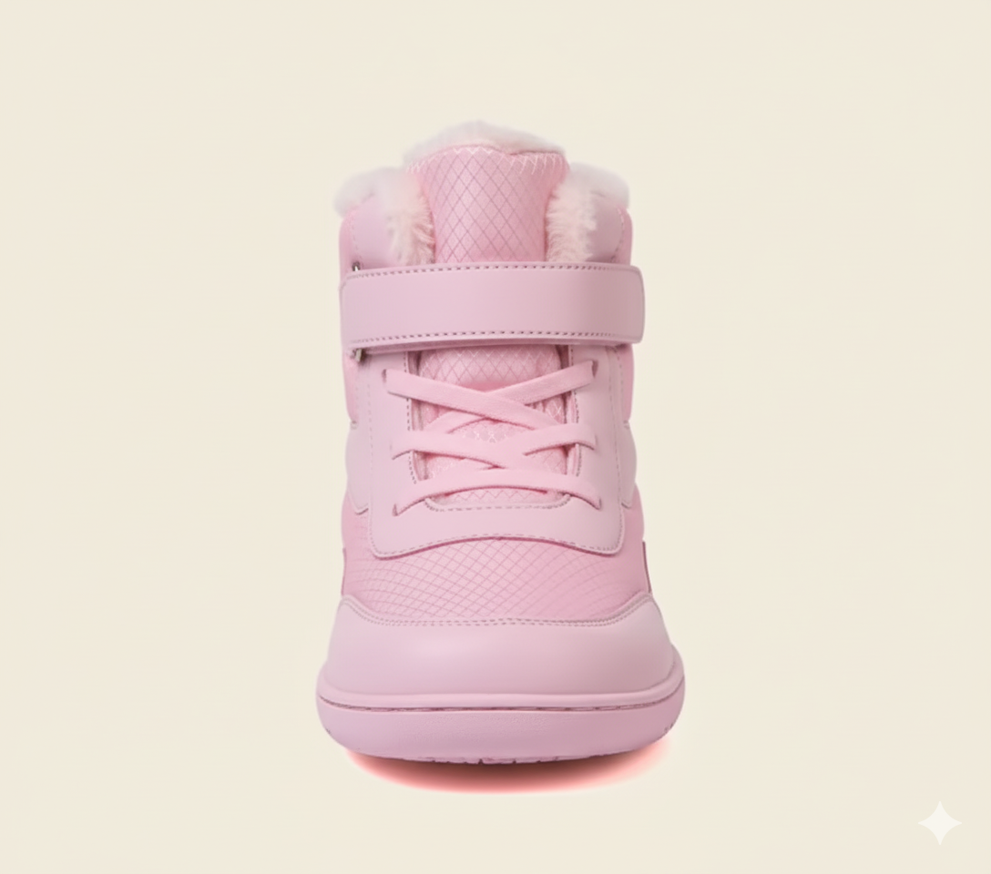 Senda CozyKids: botines barefoot infantiles de microfibra y felpa. Cálidos, ligeros y flexibles. Puntera ancha y suela antideslizante para invierno.