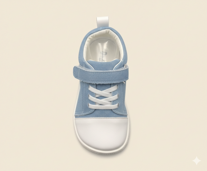 Senda DuoStep: zapatos barefoot de cuero genuino hechos a mano. Doble correa, suela flexible y confort natural para niños y niñas.