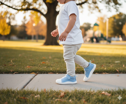 Senda DuoStep: zapatos barefoot de cuero genuino hechos a mano. Doble correa, suela flexible y confort natural para niños y niñas.