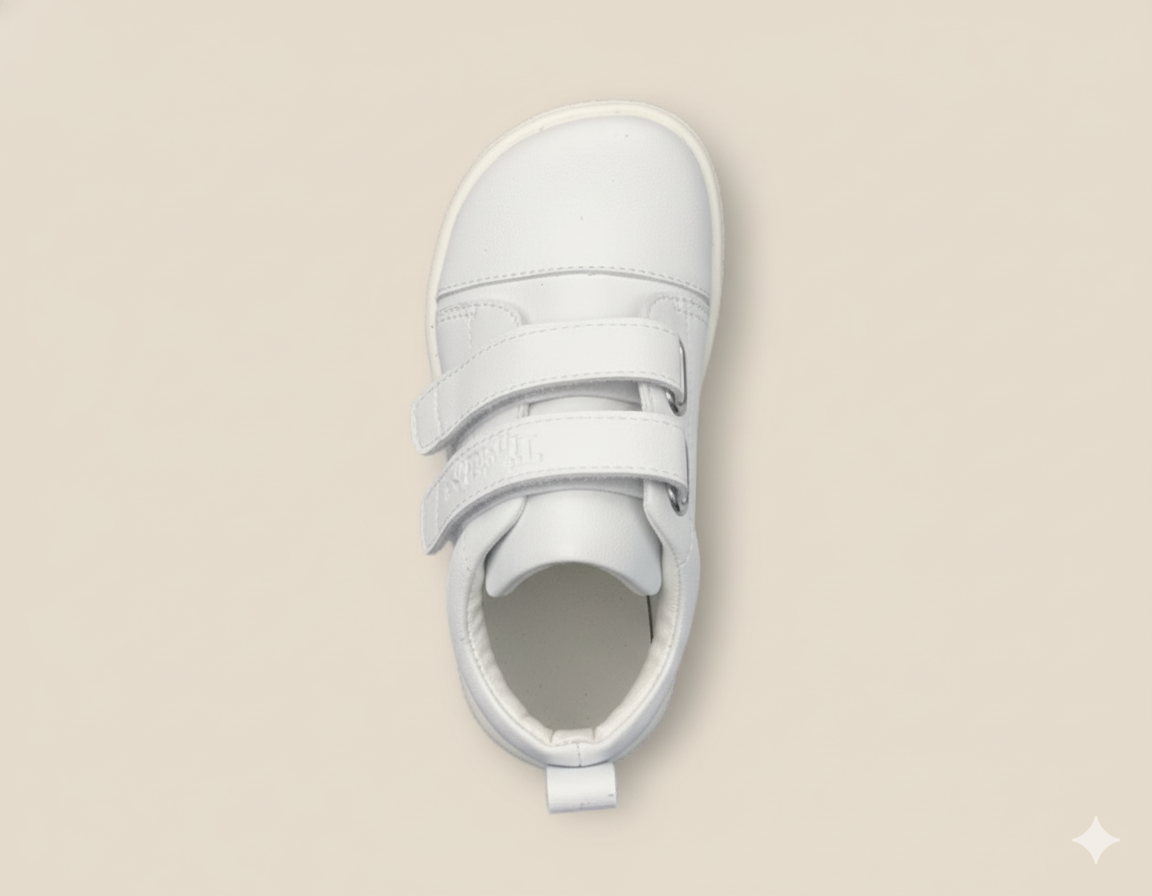 Senda DuoStep: zapatos barefoot de cuero genuino hechos a mano. Doble correa, suela flexible y confort natural para niños y niñas.