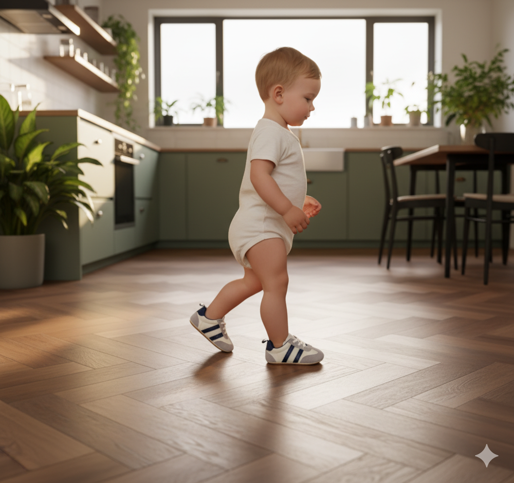 Senda Paso Libre: zapatos barefoot para niños de 0 a 2 años. Suela flexible, puntera ancha y cuero PU transpirable. Libertad en cada paso.