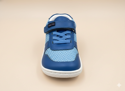 Senda PlayStep: zapatos barefoot infantiles de algodón y cuero. Ligeros, flexibles y con correa elástica para libertad y confort diario.