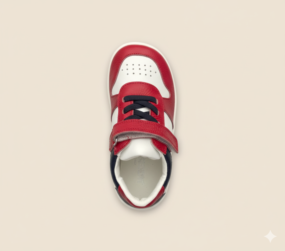 Senda PlayStep: zapatos barefoot infantiles de algodón y cuero. Ligeros, flexibles y con correa elástica para libertad y confort diario.