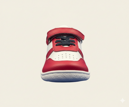 Senda PlayStep: zapatos barefoot infantiles de algodón y cuero. Ligeros, flexibles y con correa elástica para libertad y confort diario.